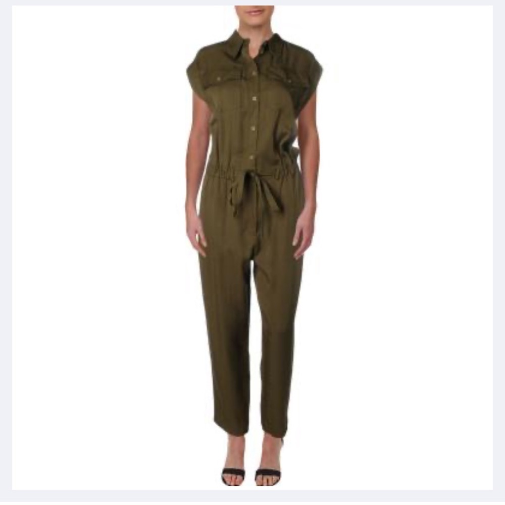 Max Studio utility sleeveless Jumpsuit in olive